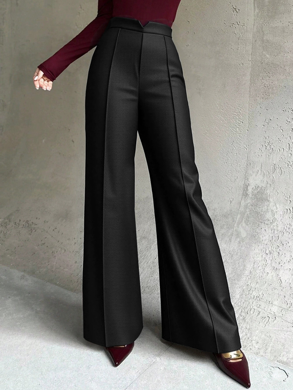 ZARA Black High Waist Pants Slim Fit Office Straight Flare Spring Autumn